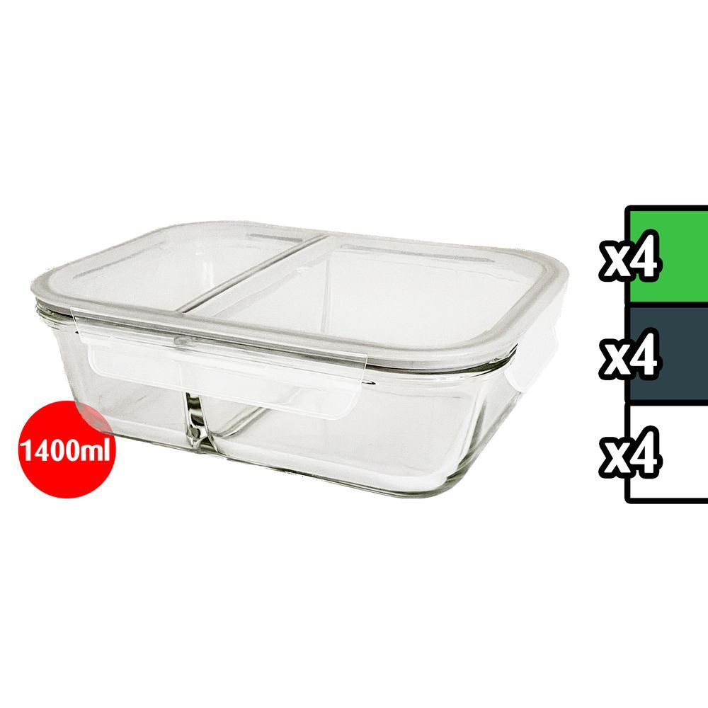 Leh 60026 Contenitore Portapranzo In Vetro C/ Coperchio 1400Ml 23,4*17,8*8,2Cm