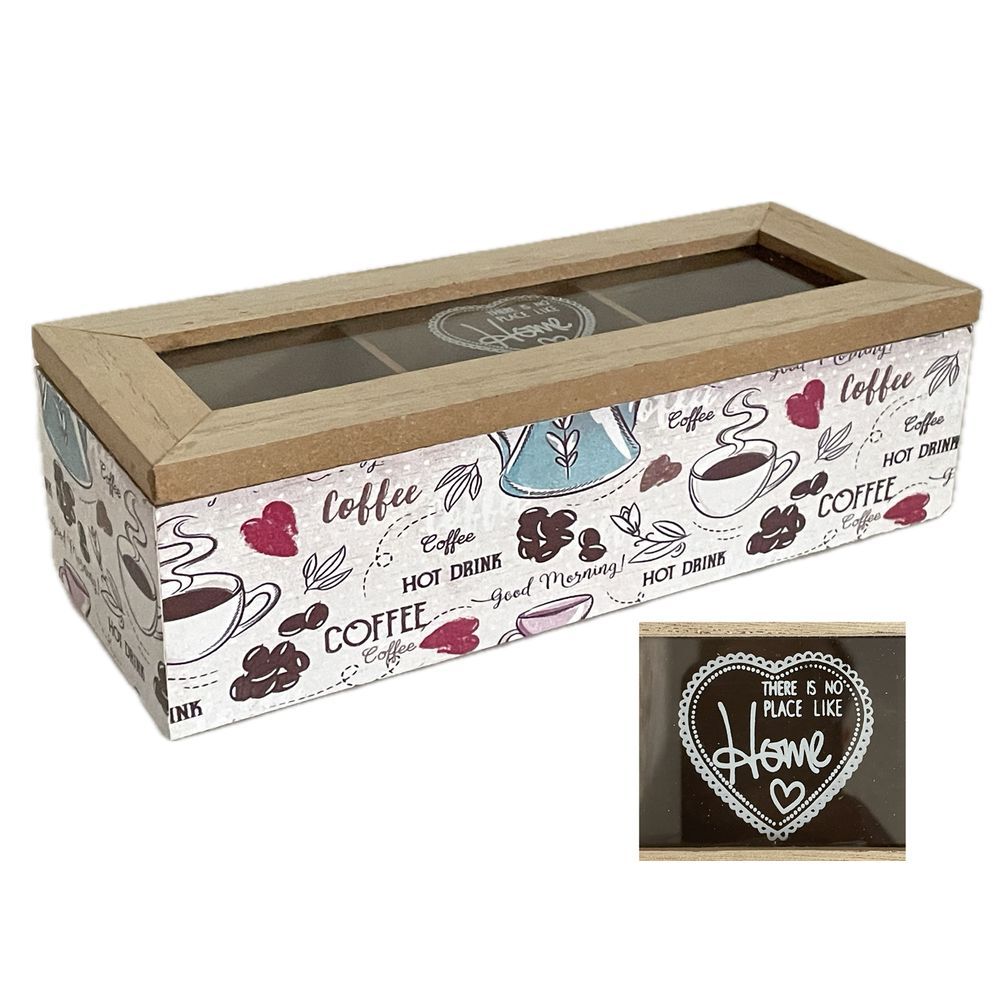 WES 61654 Scatola Porta Te Pop Coffee 3 Scomparti 23*9*7Cm