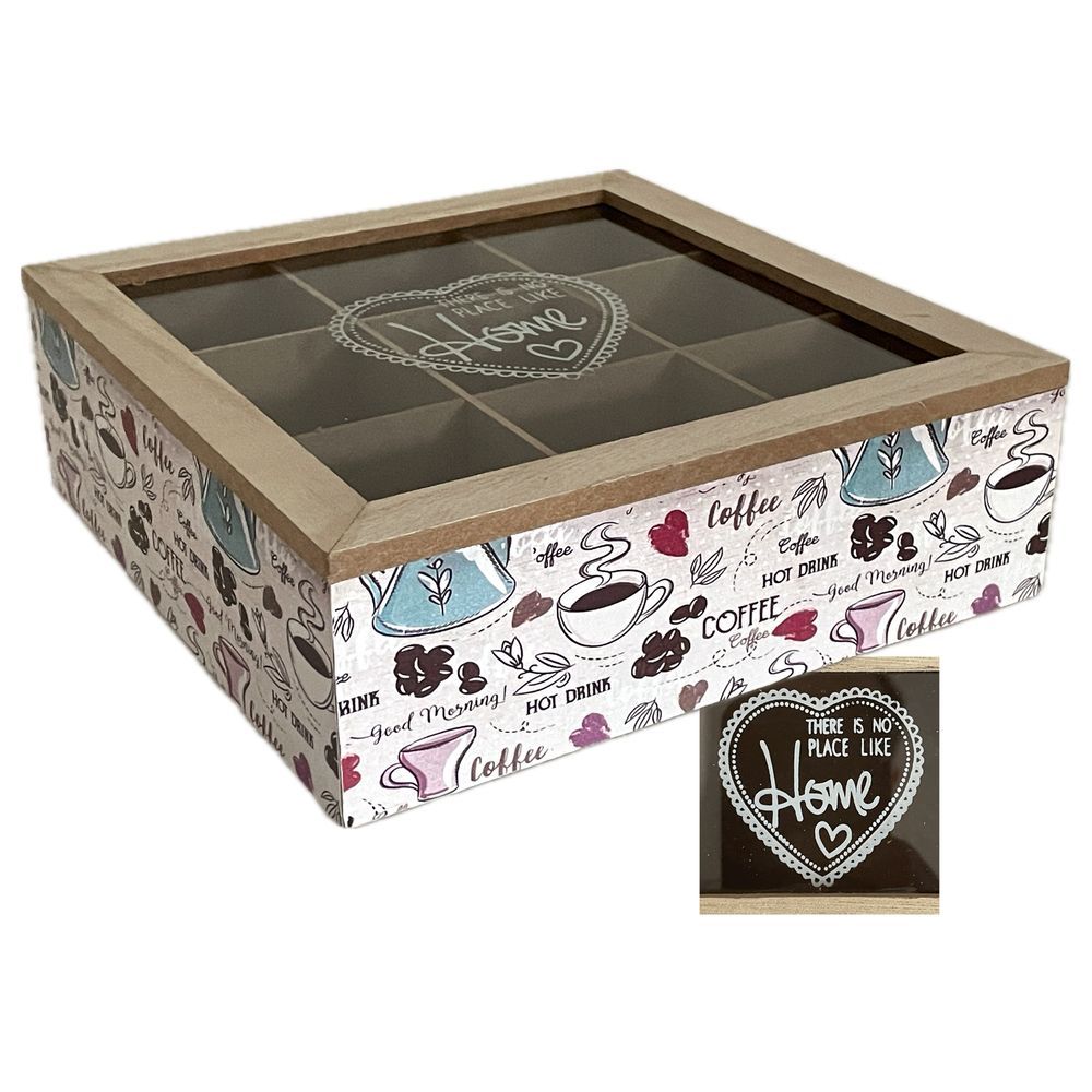 WES 61656 Scatola Porta Te Pop Coffee 9 Scomparti 24*24*7,7Cm