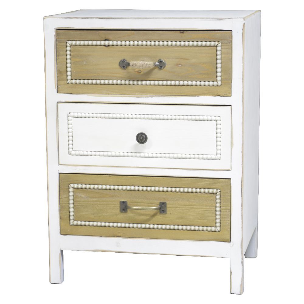WOT 62006 Comodino 3 Cassetti Cottage 48*35*66Cm