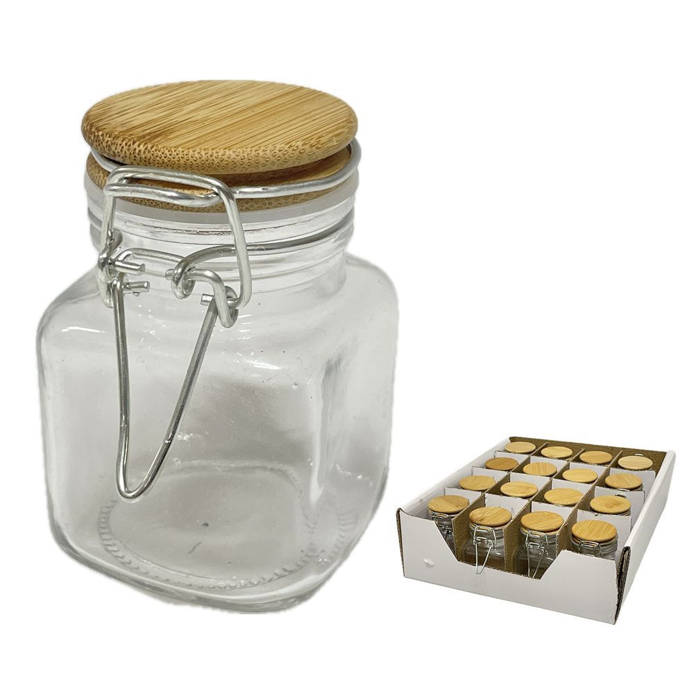 ZIB 61345 Vasetto Vetro Wooden Lid 6,1*5,2*8Cm