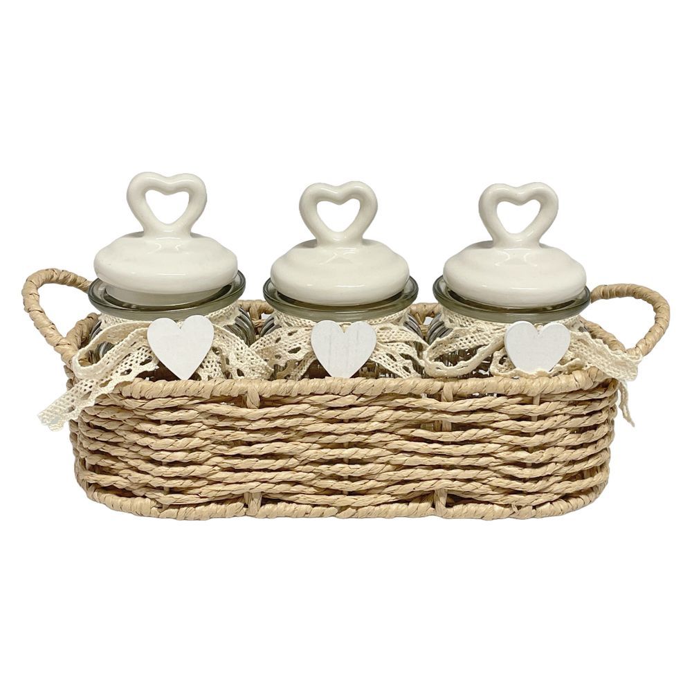 ZIB 61347 SET CESTA 3 BARATTOLI CERAMIC LID 27,5*10,5*14CM