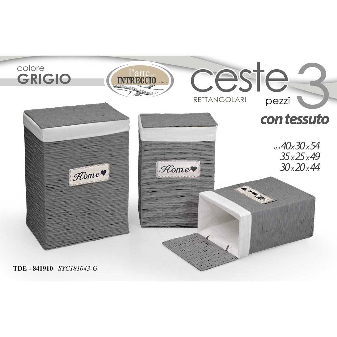 Cesta Rafia Home Grigia