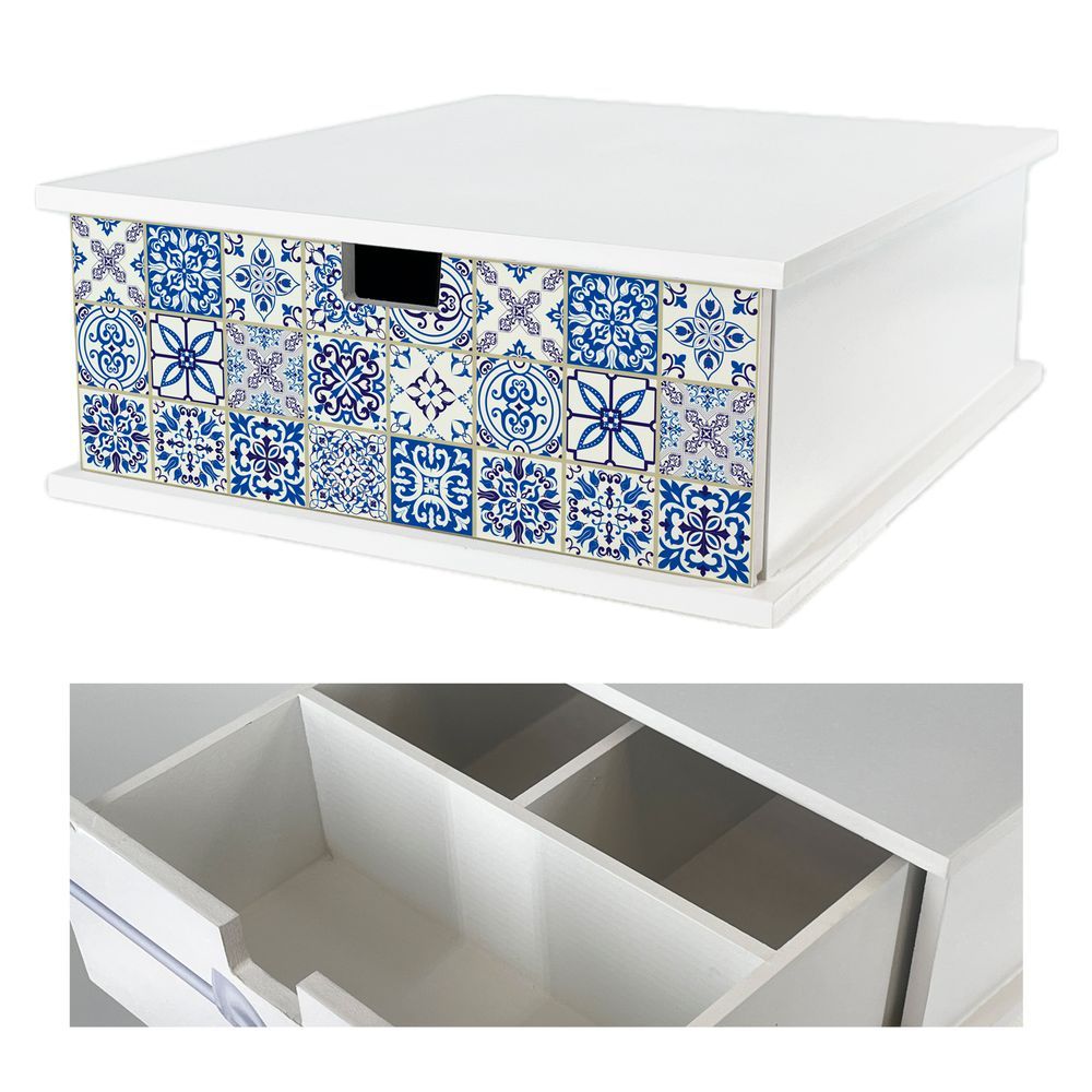 WES 62287 Box Per Macchina Del Caffè Blue Tile 33*27*11Cm