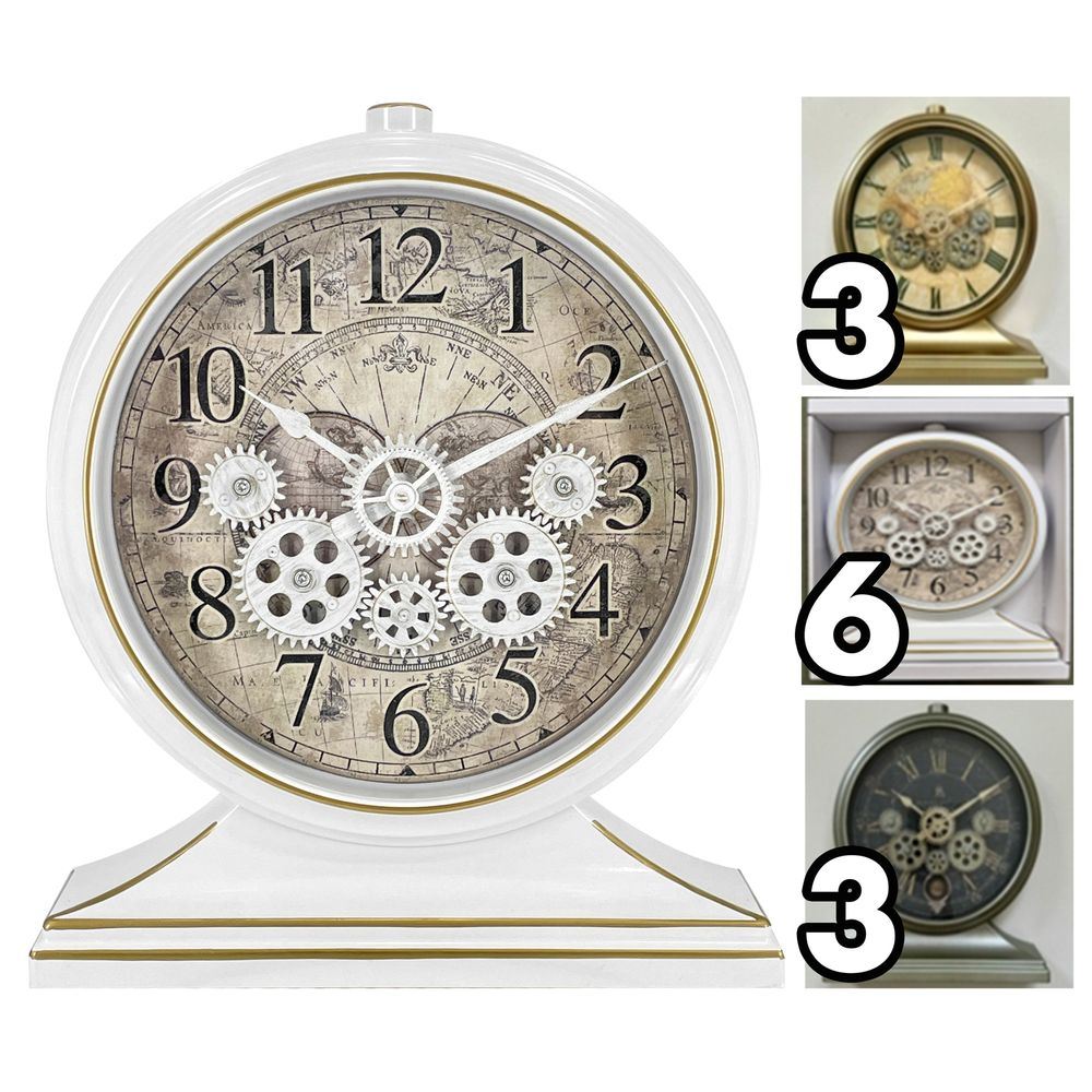 TAC 62327 Orologio Vintage Ingranaggi Mobili 32.6*21.2*7,3Cm 3 Ass.